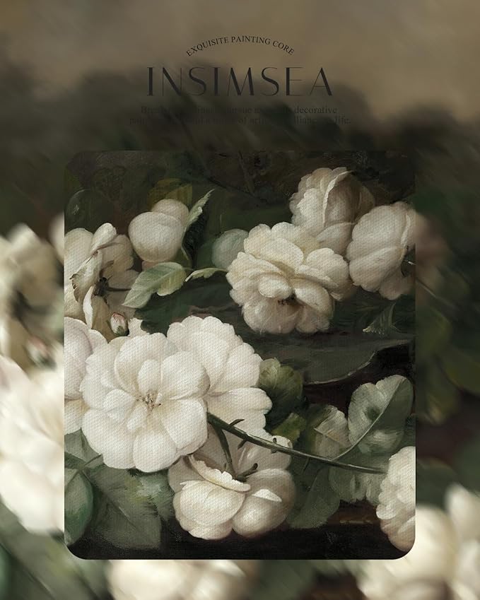 InSimSea Gold Picture Framed Wall Art, Bedroom Bathroom Vintage Flowers White Roses Canvas Print Wall Decor, Home Farmhouse Decor, Antique Paintings with Frames 13x16inch