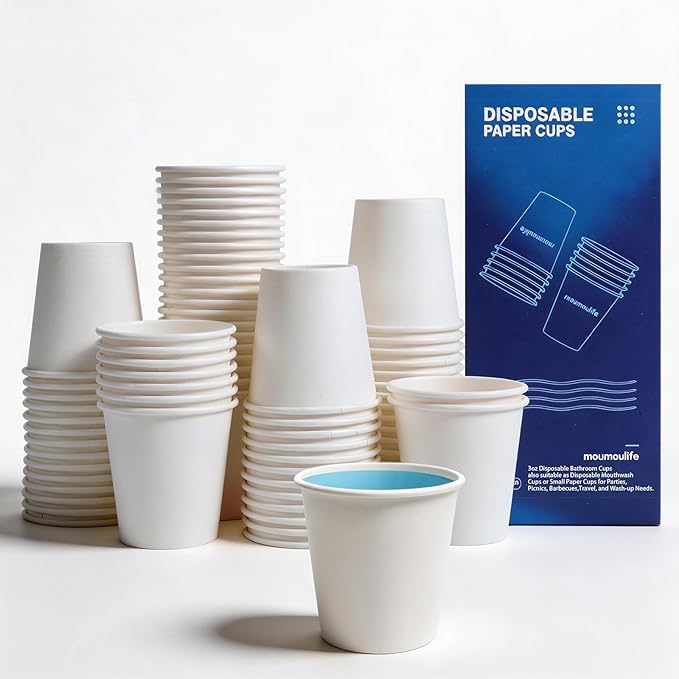 MOUMOULIFE Disposable Paper Coffee Cups 3 oz 300 Count, Bathroom Cups, by moumoulife