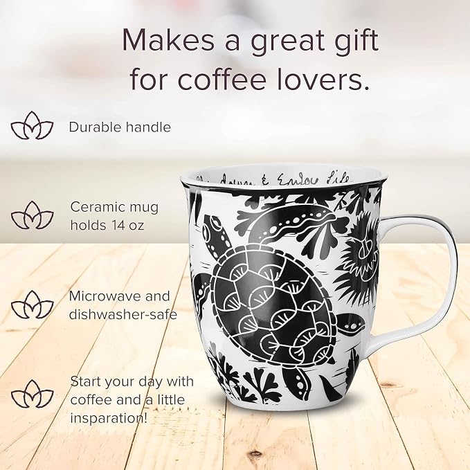 Karma Gifts 16 oz Black and White Boho Mug Sea Turtle - Image 2