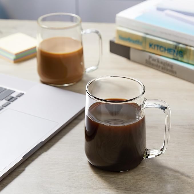 Glass Coffee Mugs, 16 oz Glass Coffee Cups Set of 4, Hot/Cold Beverages - Image 6