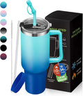 BENZZO 40 oz Tumbler with Handle Straw and 2-in-1 Lid Made of Metal Travel Mug by BENZZO