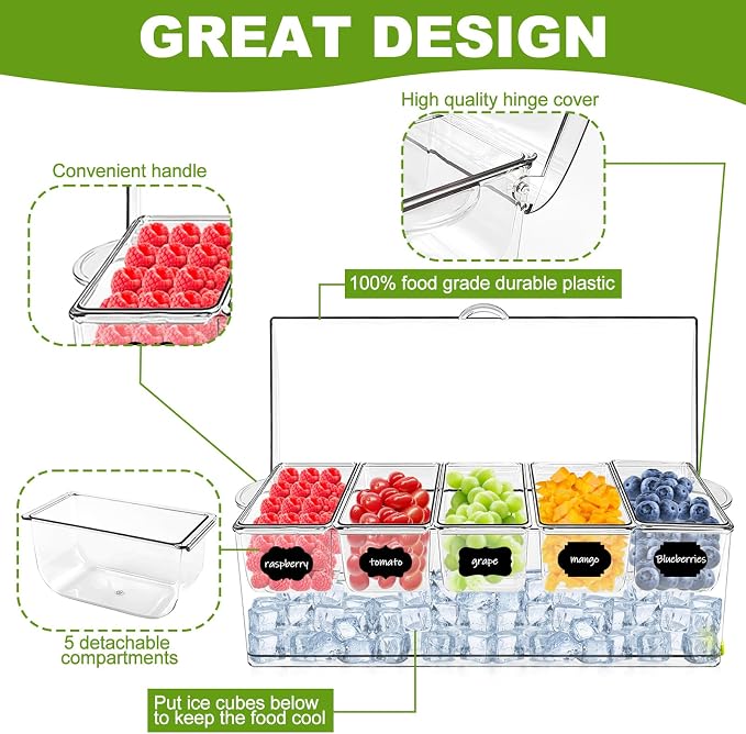 Ice Chilled Condiment Server Caddy, Bar Fruit Caddy - Image 3