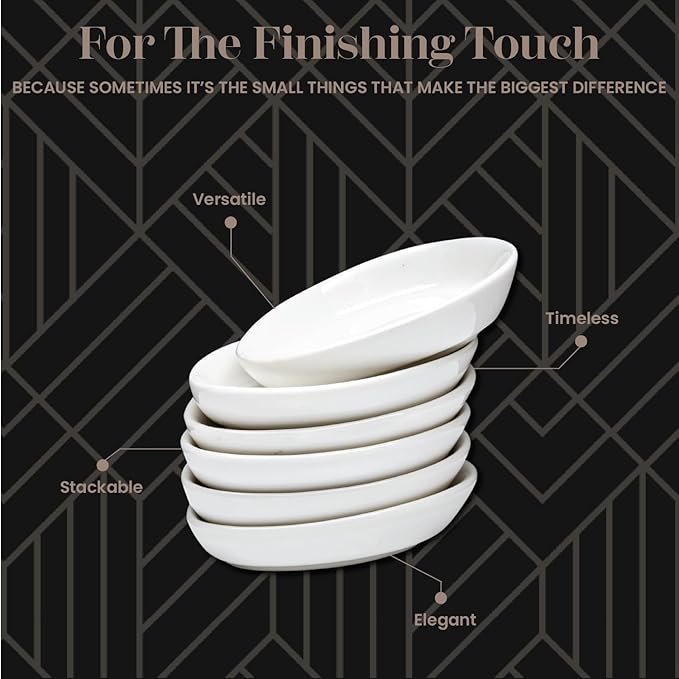 Vikko Mini White Plate for Butter or Sauce, 3.4 Inch Small White Porcelain Plate Set of 6, Dishwasher Safe
