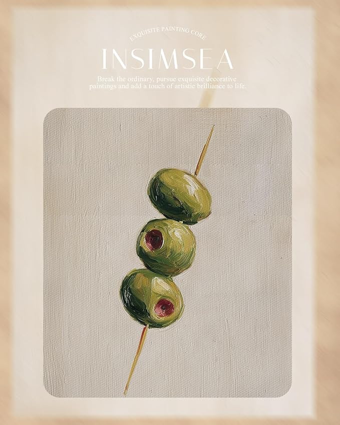 InSimSea Gold Framed Wall Art, Living Room Vintage Olives Oil Painting Wall Shelf Decor, Still Life Canvas Print Art, Home Farmhouse Decor, Antique Paintings with Picture Frame 13x16inch