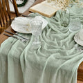 Artoid Mode Boho Cheesecloth Gauze Sage Green Wedding Table Runner, 120 Inch by ArtoidMode