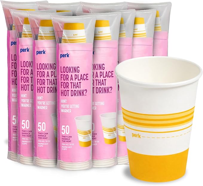 Perk Staples Paper Hot Cup, 8 Oz., 500/Carton by Perk