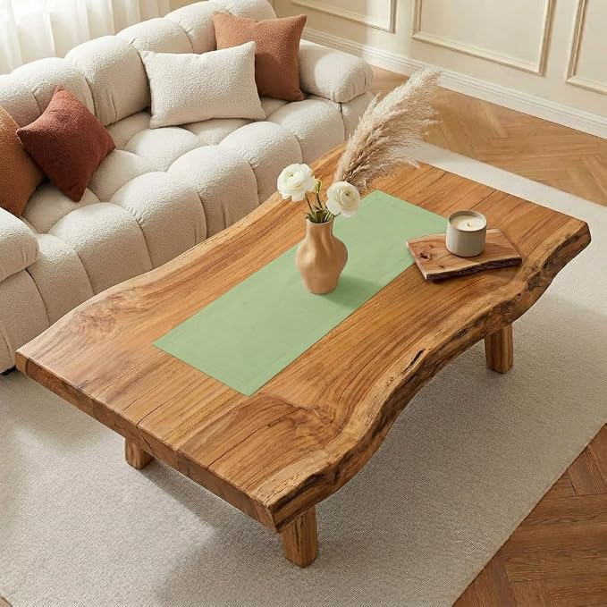 Classic Linen™ by D'Moksha Sage Green Table Runner 36 Inches, 100% Pure Linen - Image 2