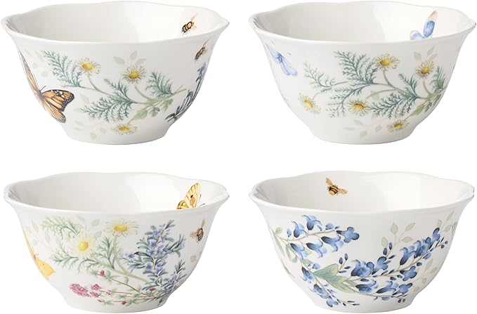 Lenox Butterfly Meadow Herbs Porcelain Rice Bowls, gift by Lenox