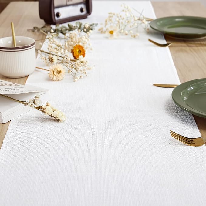 Cotton Linen Table Runner, 13x108 Inch, Machine Wash - Image 2