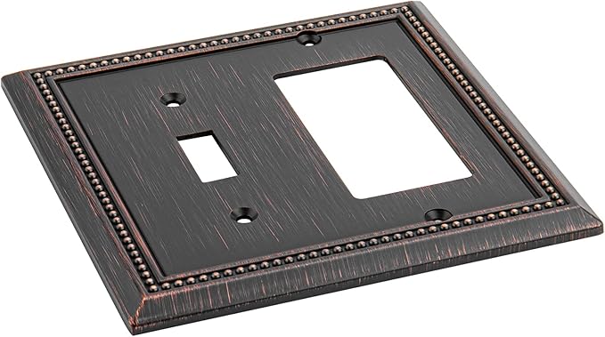 Henne Bery Sunken Pearls Heavy Duty Decorative Wall Plate Switch Plate Outlet Cover (Toggle/Decorator, Aged Bronze)