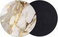Minimalism Coasters Set of 2, Marble Texture Gold White Crack Stone Abstract by Unknown