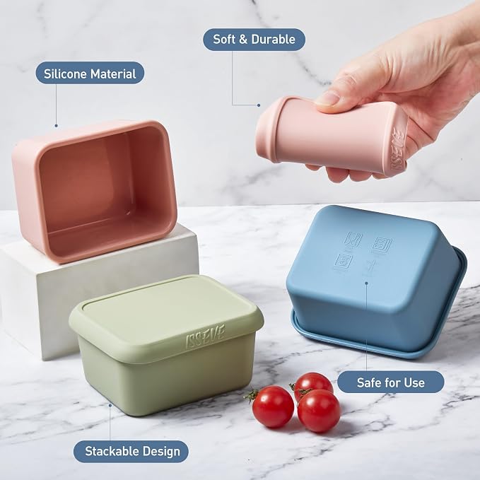 ISSEVE 4Pack 8oz Silicone Snack Containers - Image 5
