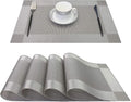 PIGCHCY Placemats Heat-Resistant Non-Slip Table Mats Washable Easy to Clean Woven Vinyl Placemats for Dining Table(Set of 4, Grey)
