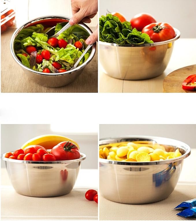 meleg otthon Stainless Steel Bowl,6.5ＱT Salad Bowl,Metal Bowls,Stainless Steel Basin,Heavy Duty Deeper Edge Mirror Finish Dishwasher Safe Bowl (XL)…
