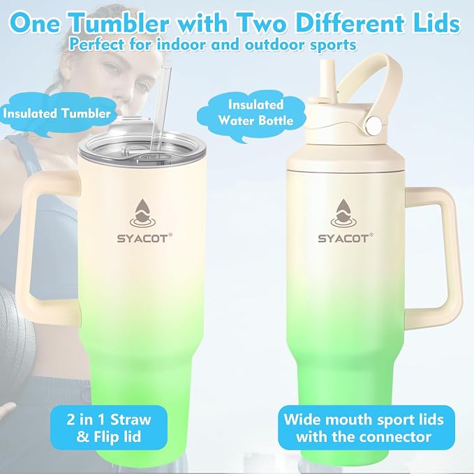 40 oz Tumbler with Handle and Straw or Convert to 40 oz Insulated Water Bottle - Image 2