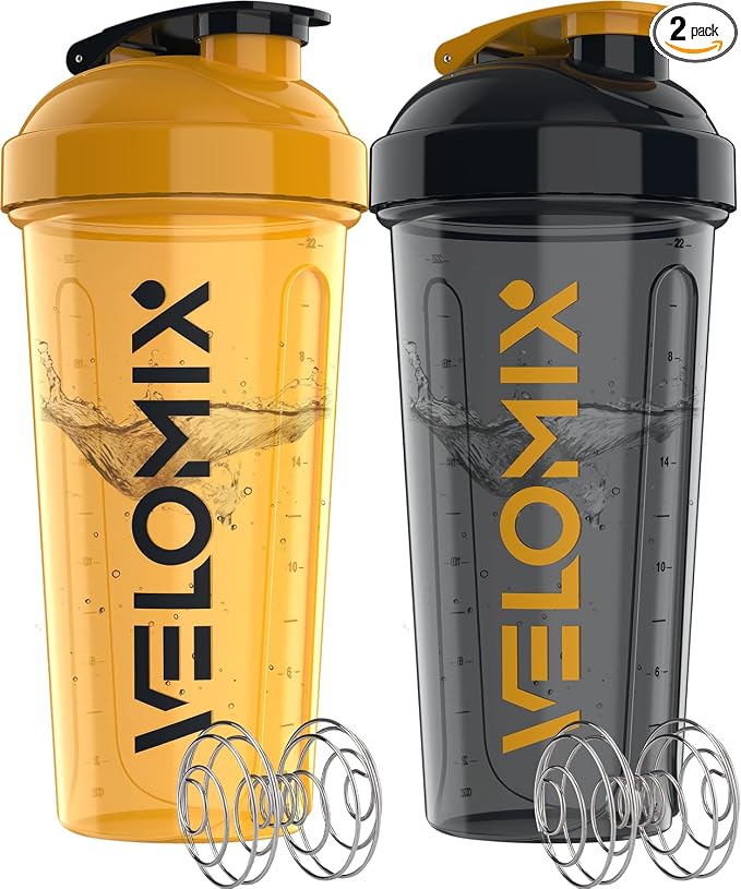 VELOMIX 2 Pack 28oz Protein Shaker Bottle by VELOMIX