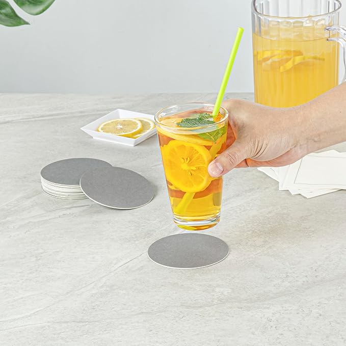 Restaurantware Paper Coasters 1000 Pack of 3.5 Inch Disposable Beverage Coasters Absorbent for Hot and Cold Drinks Gray Coffee Cup Essentials for Table Decor, Kitchen, Home Patio or Living Room