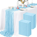 8 Pack Light Blue Cheesecloth Table Runner 10FT Long Boho Gauze Fabric Table by Lamshionow