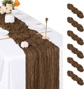 6 Pack Brown Cheesecloth Table Runner, 17 x 108 inch, Semi Sheer Boho Cheese by ACSUIT