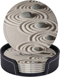 6 Pcs Japanese Zen Garden Meditation Stone Leather Coasters by CAPVKING