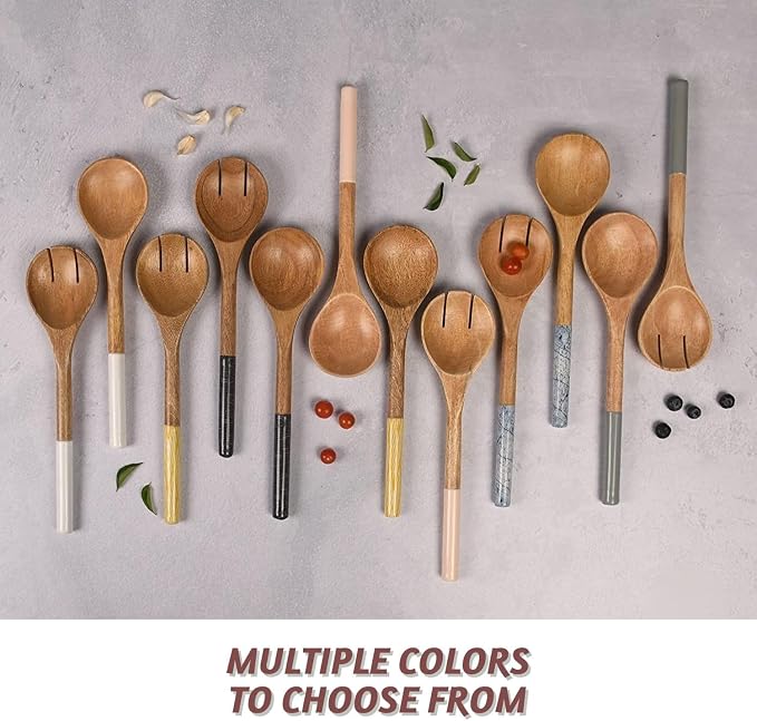 Folkulture Salad Servers or Salad Tongs, Wooden Utensils - Image 7
