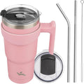 Konokyo 20 oz Tumbler with Handle and Straw, Insulated Travel Mug | Light Pink; by Konokyo