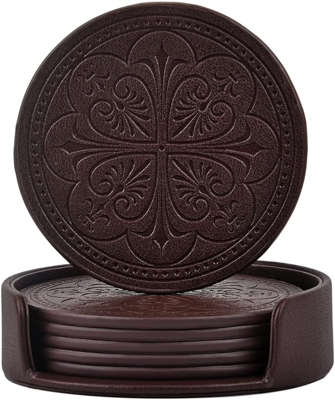 Drink Coasters, PU Leather Bar Beer Beverage Coaster by 365park