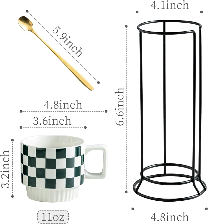 Miamolo Coffee Mugs with Stand and Spoons, Stacking Space-saving | 11oz - Image 2