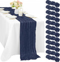 12 Pieces Navy Blue Cheesecloth Table Runners 10FT Gauze Fabric Runner by Sunnyline