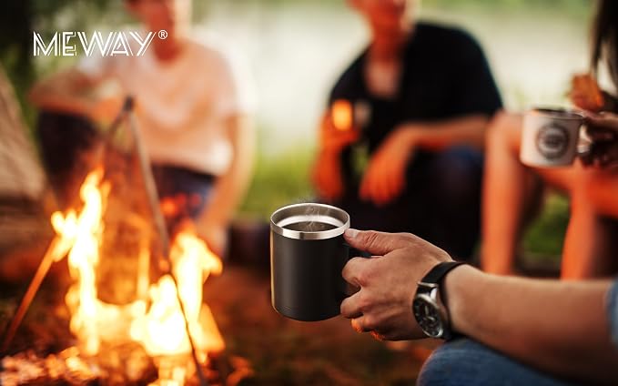 MEWAY 12oz Coffee Mug With Handle and Sliding Lid, Stainless Steel Travel - Image 9