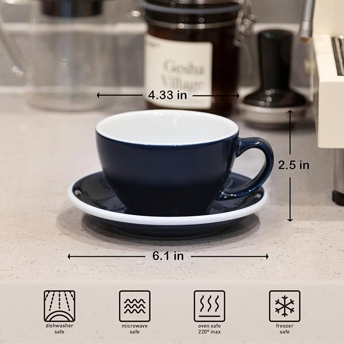 Loveramics Latte Art Mug with Saucer, 10 oz Ceramic Coffee cups with Round - Image 2