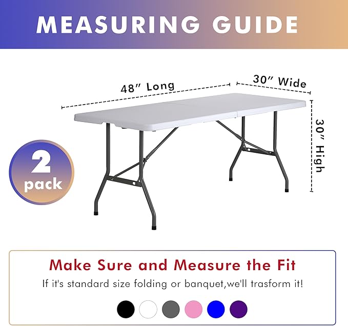 Nasitos 2 Pack Spandex Fitted Tablecloth for 4 Foot Tables-Open Back Folding Table Cover Washable Fabric Stretch, Tight and Wrinkle Resistant Table Protector for Trade Show, Craft Show, Events, Ivory
