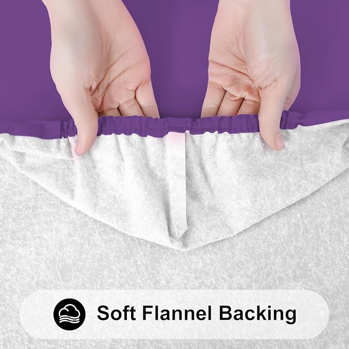 Smiry Rectangle Tablecloth, Elastic Fitted Flannel Backed Vinyl Tablecloths for 6ft Folding Tables, Waterproof Wipeable Table Covers for Indoor, Outdoor, Camping and Picnic (Purple, 30"x72")