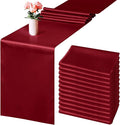 Aneco 12 Pack Satin Table Runner 12 x 108 Inch Burgundy Long Wedding Satin Silk by Aneco