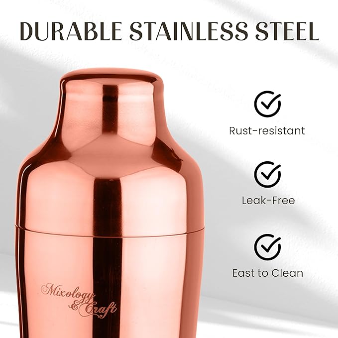 Mixology & Craft Cocktail Shaker Set with Bamboo Stand - Professional 10-Piece Bartender Kit - Complete Bar Set & Cocktail Mixer Kit for Home (Copper)