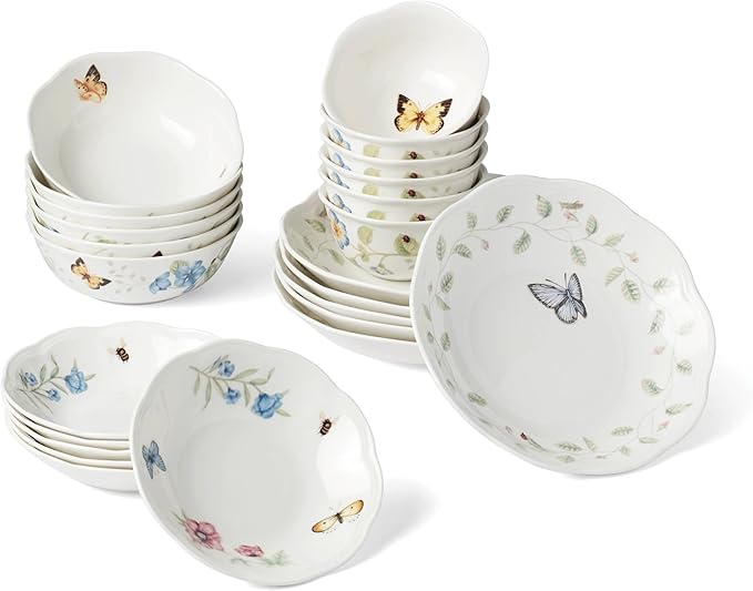 Lenox Butterfly Meadow Porcelain 24-Piece Variety Bowl Set by Lenox