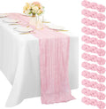 Light Pink 12 Pcs Cheesecloth Table Runner 10FT Runner by Sunnyline