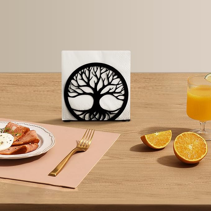 Napkin Holder for Table, Standing Napkin Dispenser Outdoor Farmhouse Black Cocktail Napkin Holders for Kitchen Coffee Shop Dining Room (4.7"x 1.6"x 4")