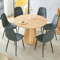 Round Dining Table Set for 6, 47'' Wood Dining Table with Chairs, Easy Assembly, for Kitchen