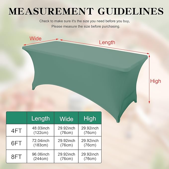 4FT Table Cloth for Rectangular Fitted Events Stretch Turquoise Stone Table Covers Washable Spandex Tablecloth Protector for Party, Wedding, Cocktail, Banquet, Festival