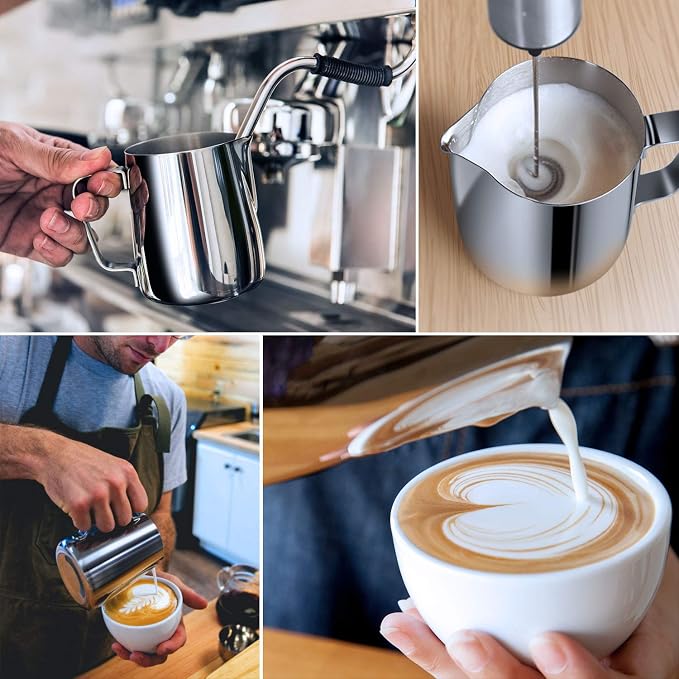 Milk Frothing Pitcher, 350ml Steaming Pitchers Stainless Steel Milk Coffee - Image 5