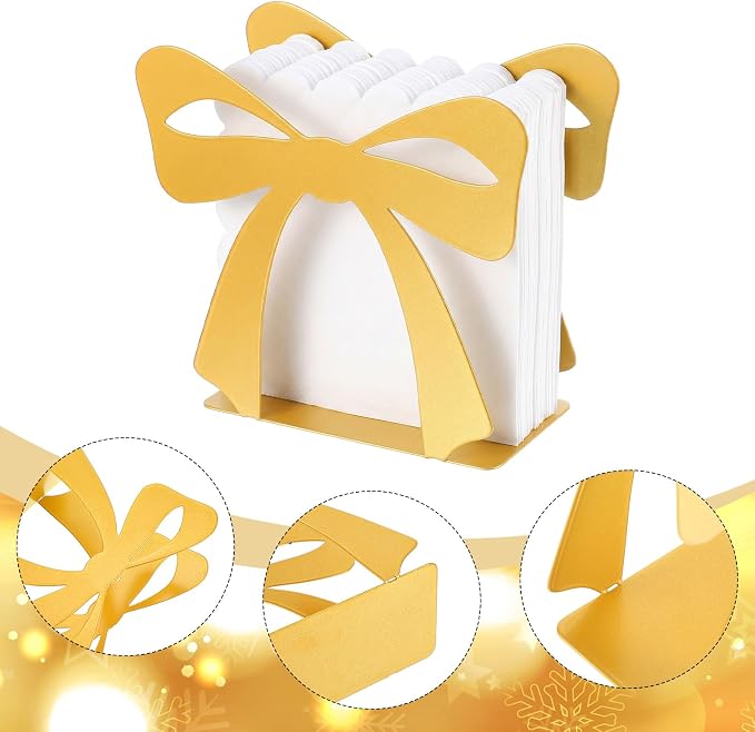 2PCS Gold Bow Standing Napkin Holder - Image 3