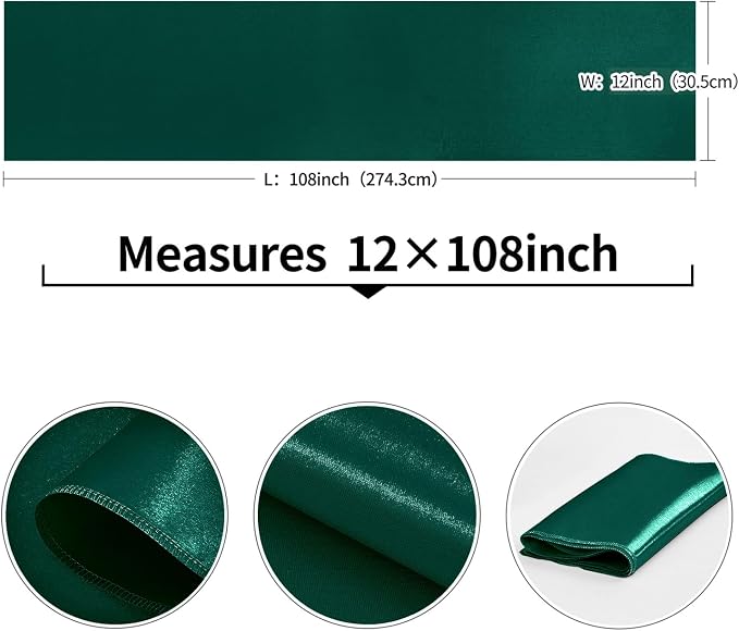 4-Pack Dark Green Satin Table Runner 12 x 108 Inch Long Fuchsia Bright and - Image 3