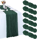 6 Pack Emerald Green Cheesecloth Table Runner 35 x 120 Inch | Boho Gauze Fabric by RestfulGlow
