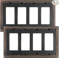 2-Pack Quad Decorator Outlet Cover Plate, Pearls Decorative Switch Plates and Outlet Covers, 4 Gang Aged Bronze Metal Wall Plates, Corrosion Resistant