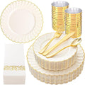 YOUBET 175PCS Ivory Scalloped Plastic Plates by YOUBET