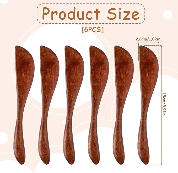 Molain 6Pcs Wooden Butter Knife, 5.9 Inch Jelly Cheese Spreaders Jam Sandwich - Image 2