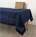 Solino Home Linen Navy Blue Tablecloth 60 x 132 Inch - 100% Pure Linen Rectangular Tablecloth - Machine Washable Table Cloth for Winter, Spring, Easter - Fete