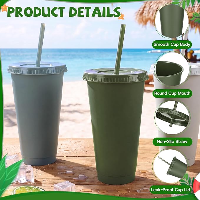 24 Pack Plastic Tumblers with Lids and Straws, Reusable Cups with Lids Plastic - Image 4