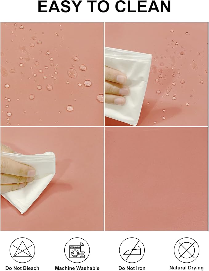 Fokitut 2 Pack Waterproof Round Tablecloth, 90 Inch, Stain Resistant and Wrinkle Polyester Table Cloth, Fabric Table Cover for Kitchen Dining, Wedding, Party, Holiday Dinner-Dusty Pink